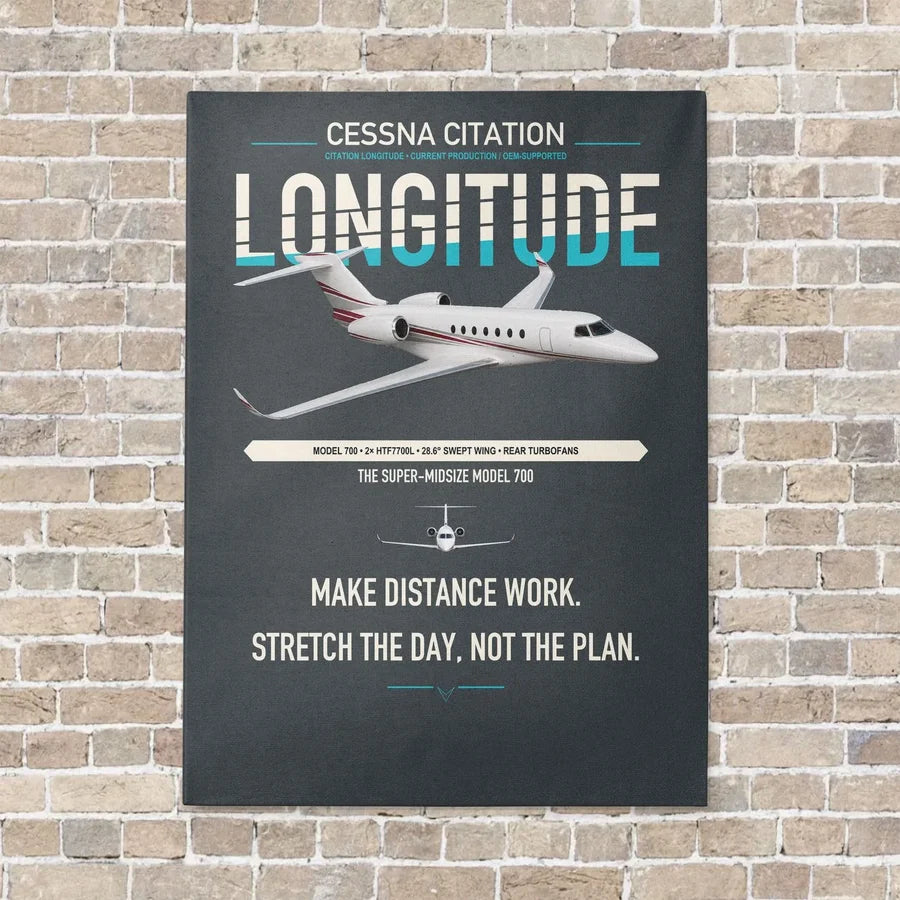 Cessna Citation Longitude vertical canvas print - no frame - gray background