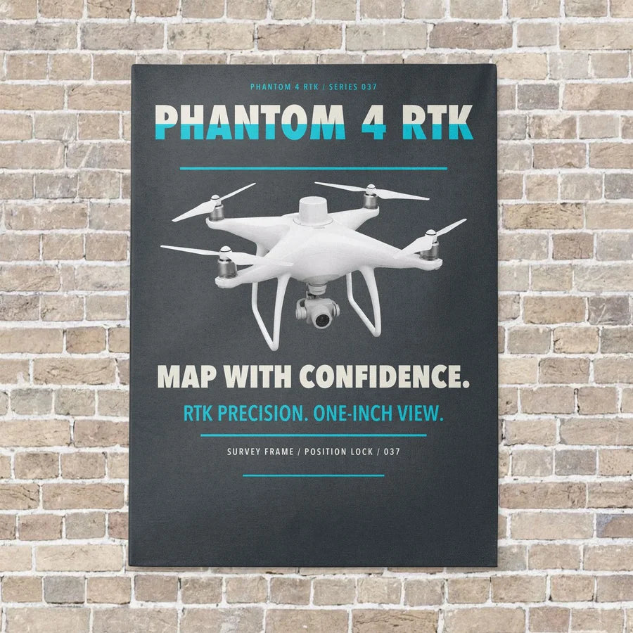DJI Phantom 4 RTK vertical canvas print - no frame - gray background