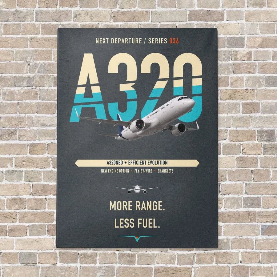 Airbus A320neo vertical canvas print - no frame - gray background