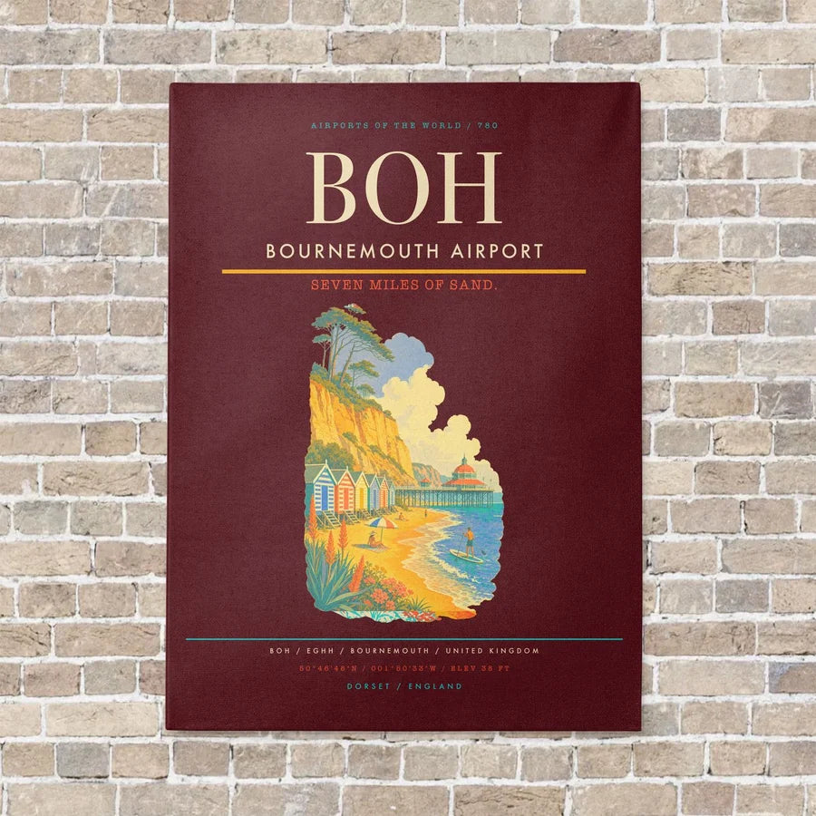 Bournemouth Airport BOH - Canvas No Frame - Dark Red