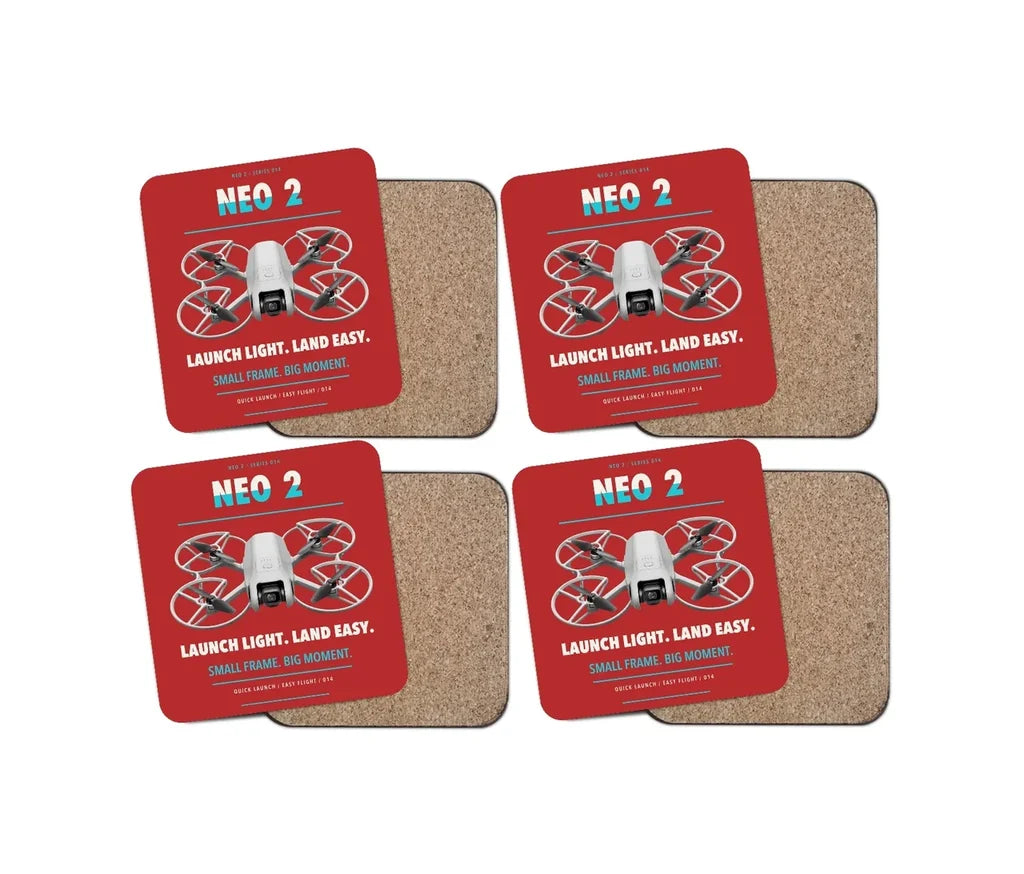 DJI Neo 2 design on red 4 pieces set coaster