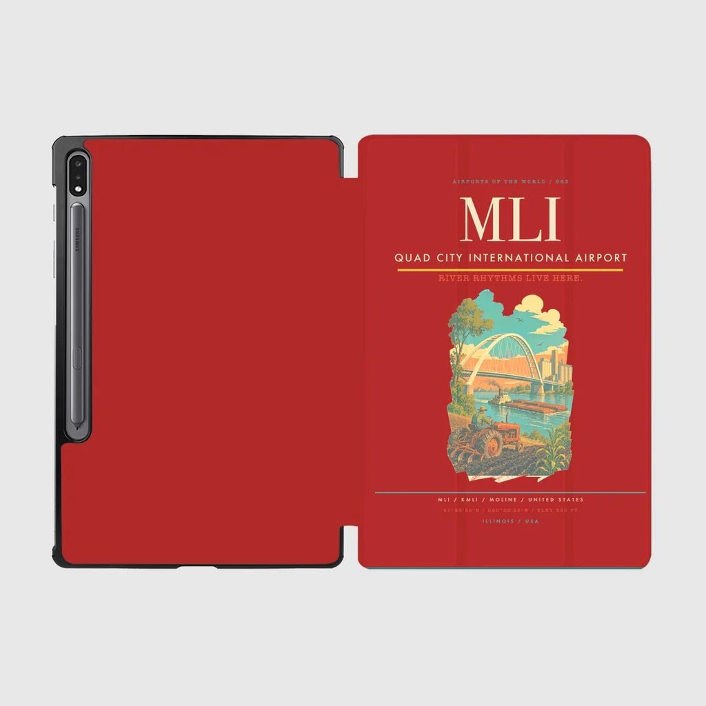 Quad City International Airport (MLI) design on red samsung tablet tablet case