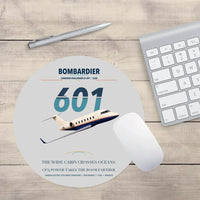 Thumbnail for Bombardier Challenger 601 design on light gray round mouse pad