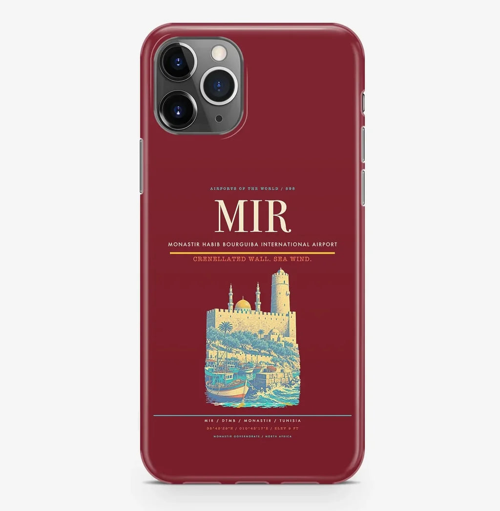 Monastir Airport (MIR) design on dark red iPhone 16 Pro MagSafe case