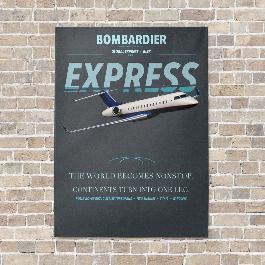 Bombardier Global Express vertical canvas print - no frame - gray background