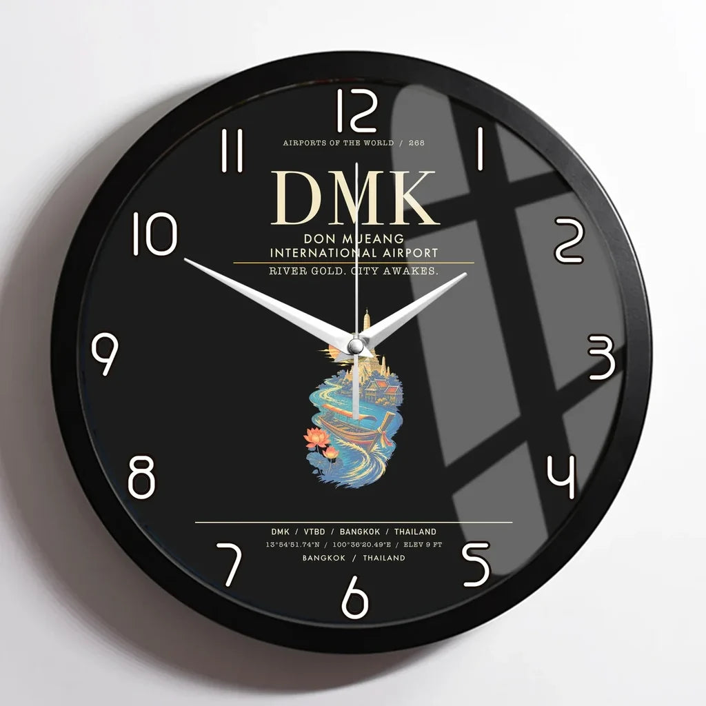 Don Mueang International Airport Bangkok DMK Wall-Clock Framed - Black