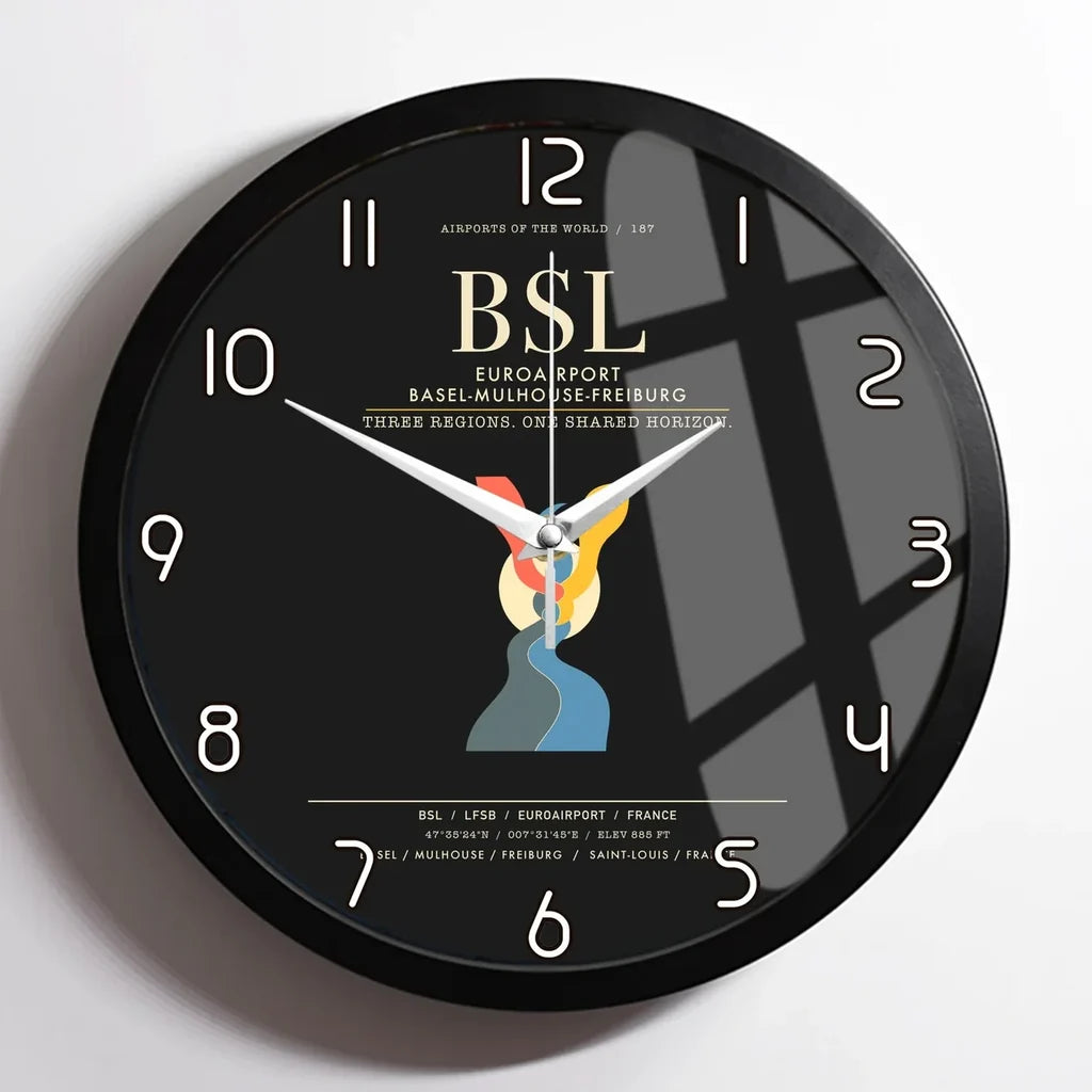 EuroAirport Basel-Mulhouse-Freiburg BSL Wall-Clock Framed - Black