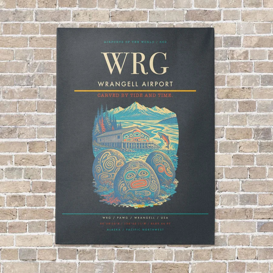 Wrangell Airport WRG vertical canvas print - no frame - gray background