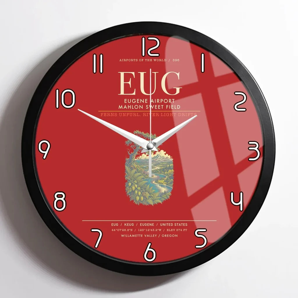 Eugene Airport Mahlon Sweet Field EUG Wall-Clock Framed - Red