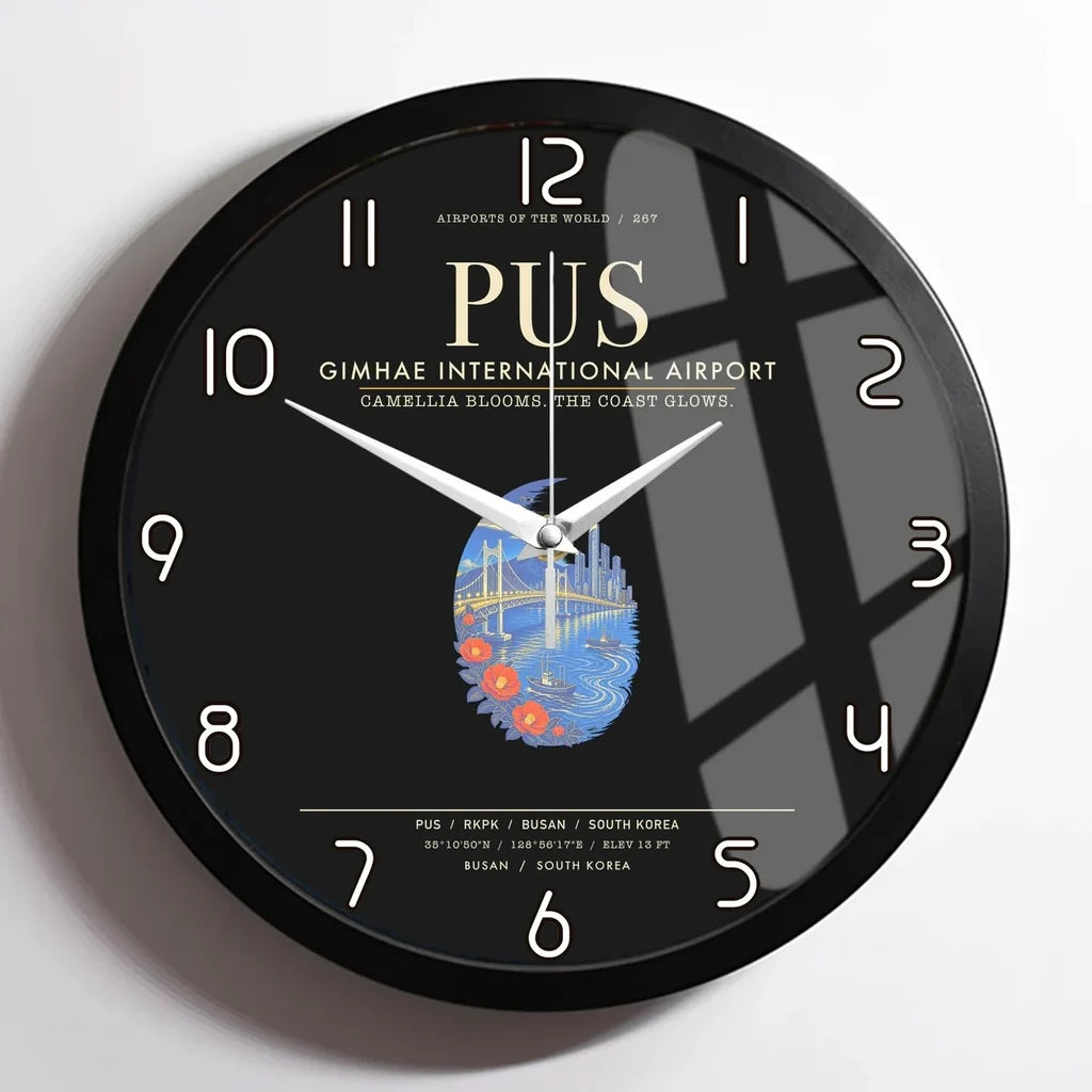 Gimhae International Airport Busan PUS Wall-Clock Framed - Black