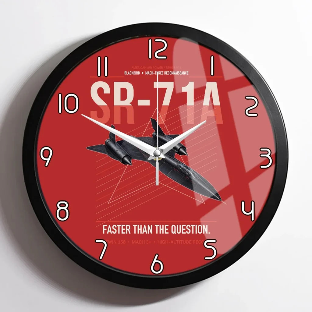 SR-71A Blackbird design on red framed wall clock