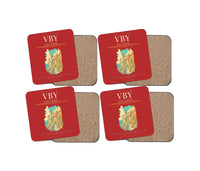 Thumbnail for Visby Airport (VBY) design on red 4 pieces set coaster