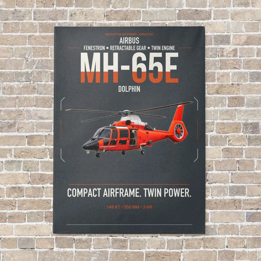 Airbus MH-65E Dolphin vertical canvas print - no frame - gray background