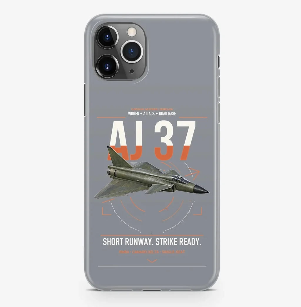 Saab AJ 37 Viggen design on gray magsafe iphone case, for iPhone Pro Max