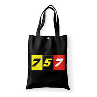 Thumbnail for Flat Colourful 757 aviation print tote bag, canvas.