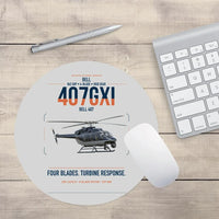 Thumbnail for Bell 407GXi design on light gray round mouse pad