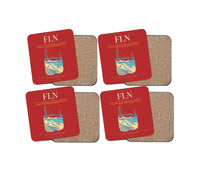 Thumbnail for Hercilio Luz International Airport (FLN) design on red 4 pieces set coaster