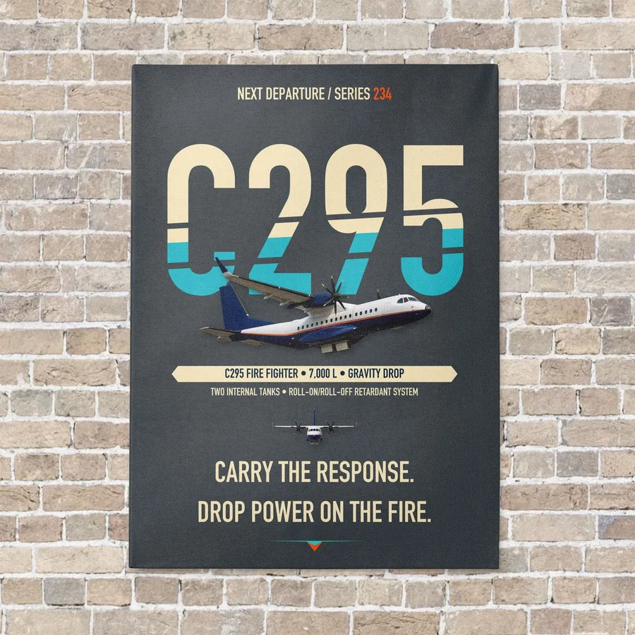 Airbus C295 Firefighter vertical canvas print - no frame - gray background