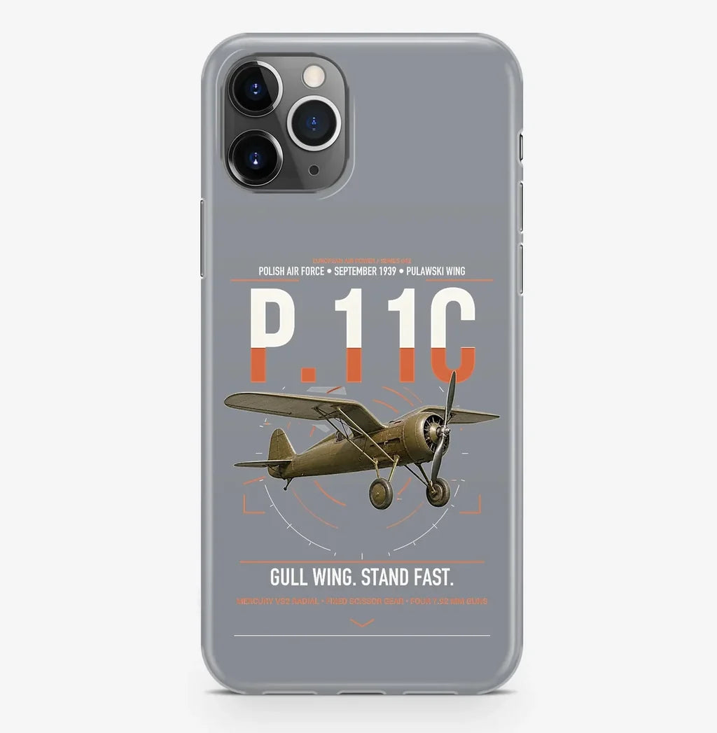 PZL P.11c design on gray magsafe iphone case, for iPhone Pro Max