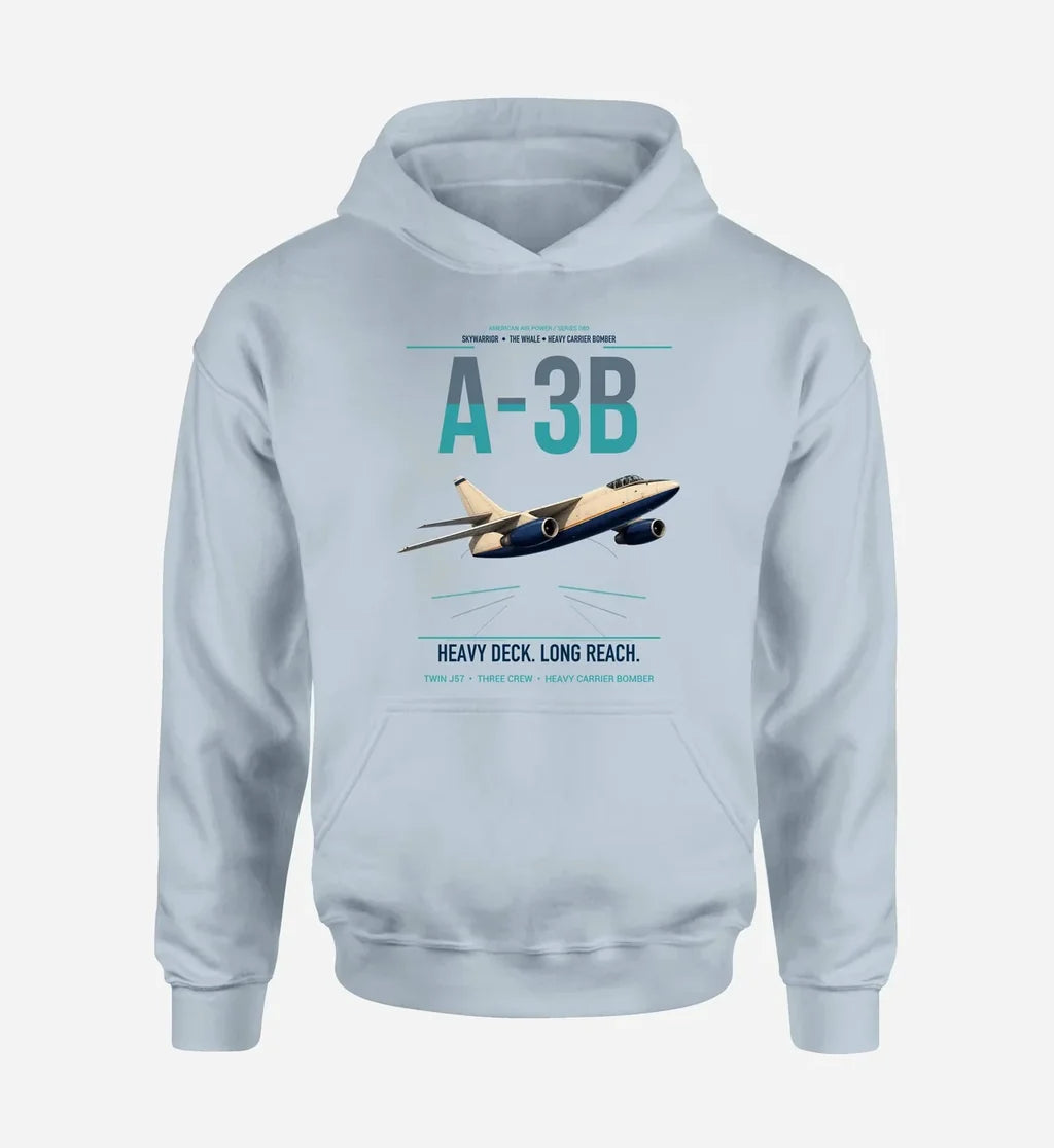 A-3B Skywarrior design on light blue double-side hoodie