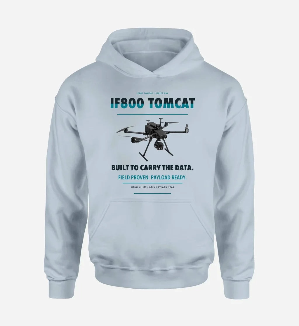 Inspired Flight IF800 Tomcat design on light blue hoodie single side