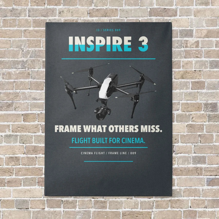 DJI Inspire 3 vertical canvas print - no frame - gray background
