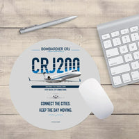 Thumbnail for Bombardier CRJ200 design on light gray round mouse pad