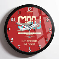 Thumbnail for Cessna 180J Skywagon design on red framed wall clock