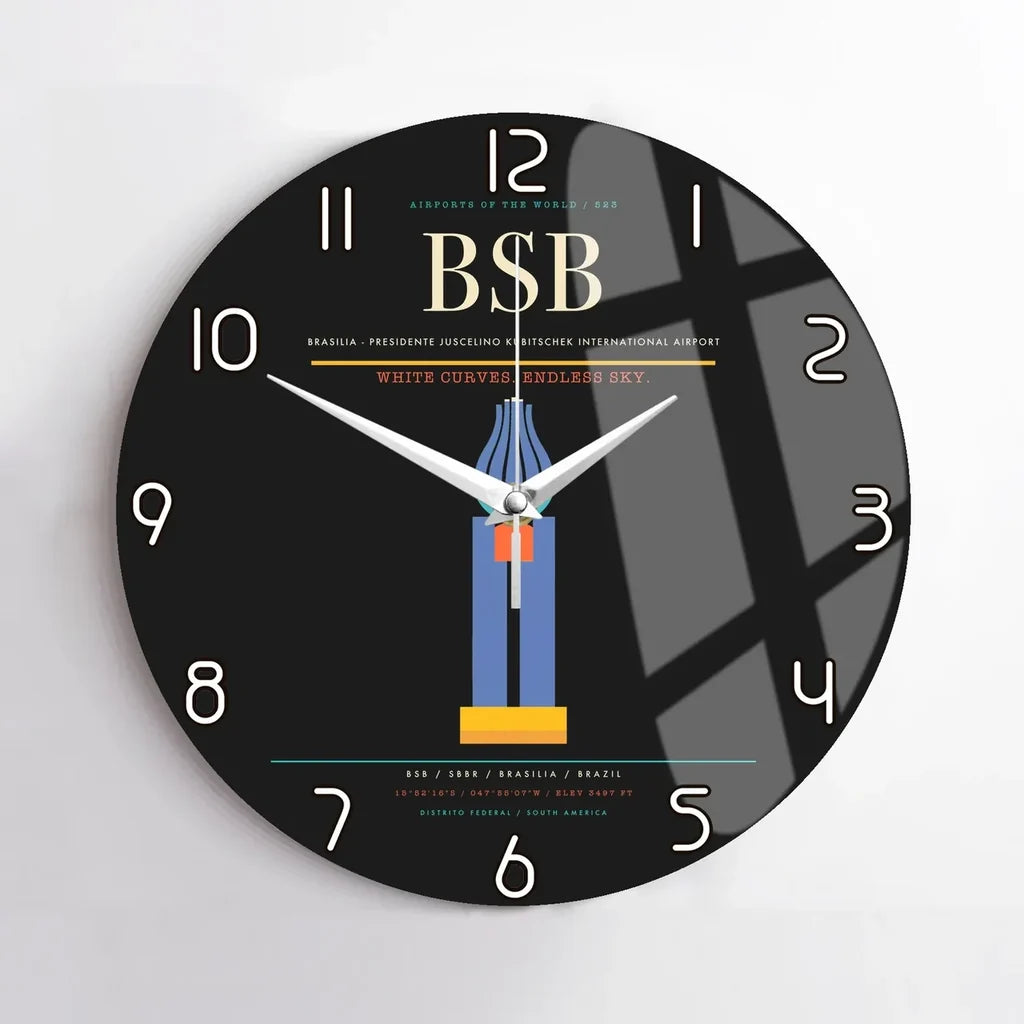 Brasilia - Presidente Juscelino Kubitschek International Airport BSB Wall-Clock No-Frame - Black
