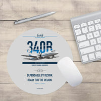 Thumbnail for Saab 340B design on light gray round mouse pad