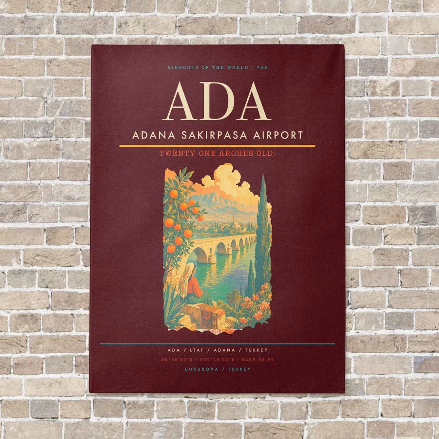 Adana Sakirpasa Airport ADA - Canvas No Frame - Dark Red