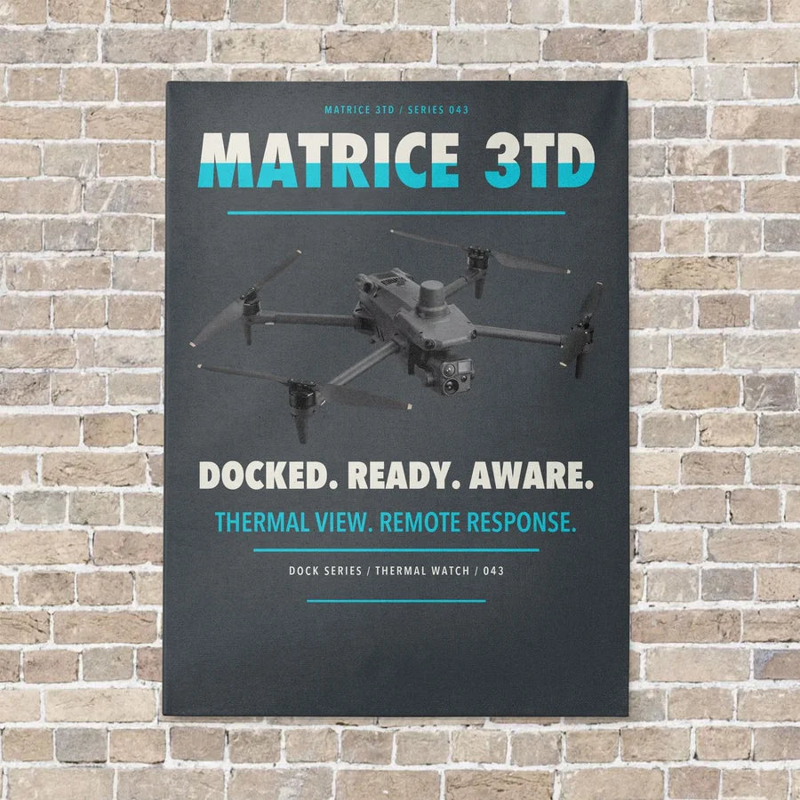 DJI Matrice 3TD vertical canvas print - no frame - gray background