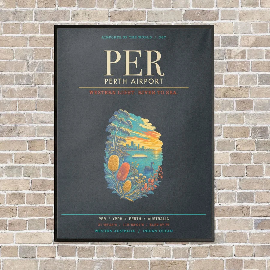 Perth Airport PER - Canvas Framed - Gray
