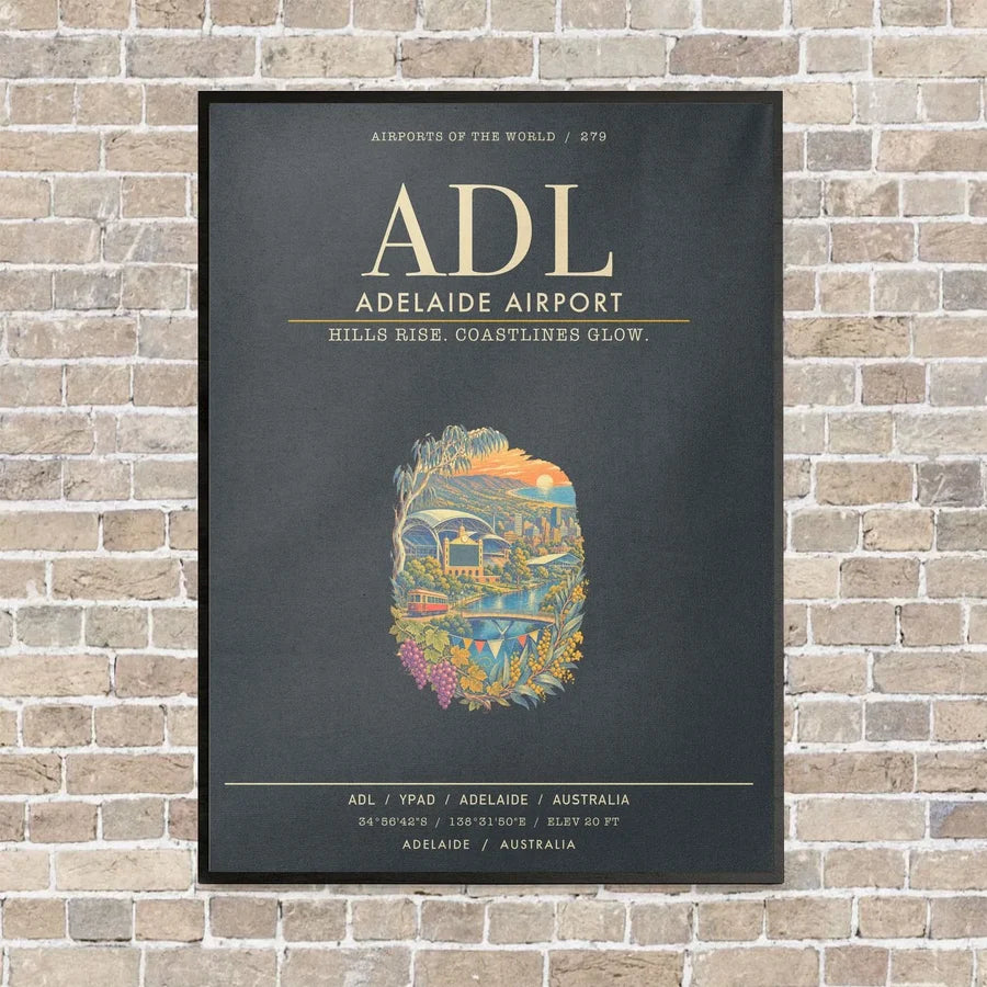 Adelaide Airport ADL - Canvas Framed - Gray