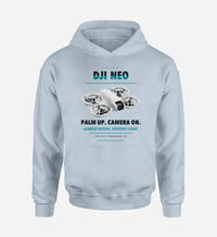 Thumbnail for DJI Neo design on light blue hoodie single side