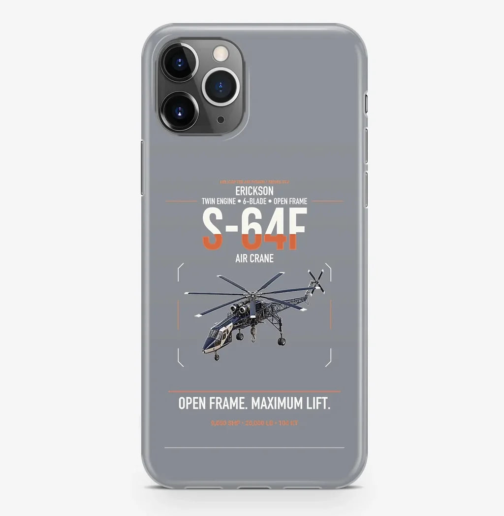 Erickson S-64F Air Crane design on gray magsafe iphone case, for iPhone Pro Max