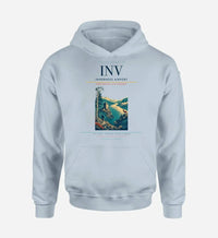 Thumbnail for Inverness Airport (INV) design on light blue hoodie single-side print