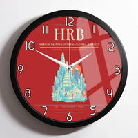 Thumbnail for Harbin Taiping International Airport (HRB) design on red framed wall clock