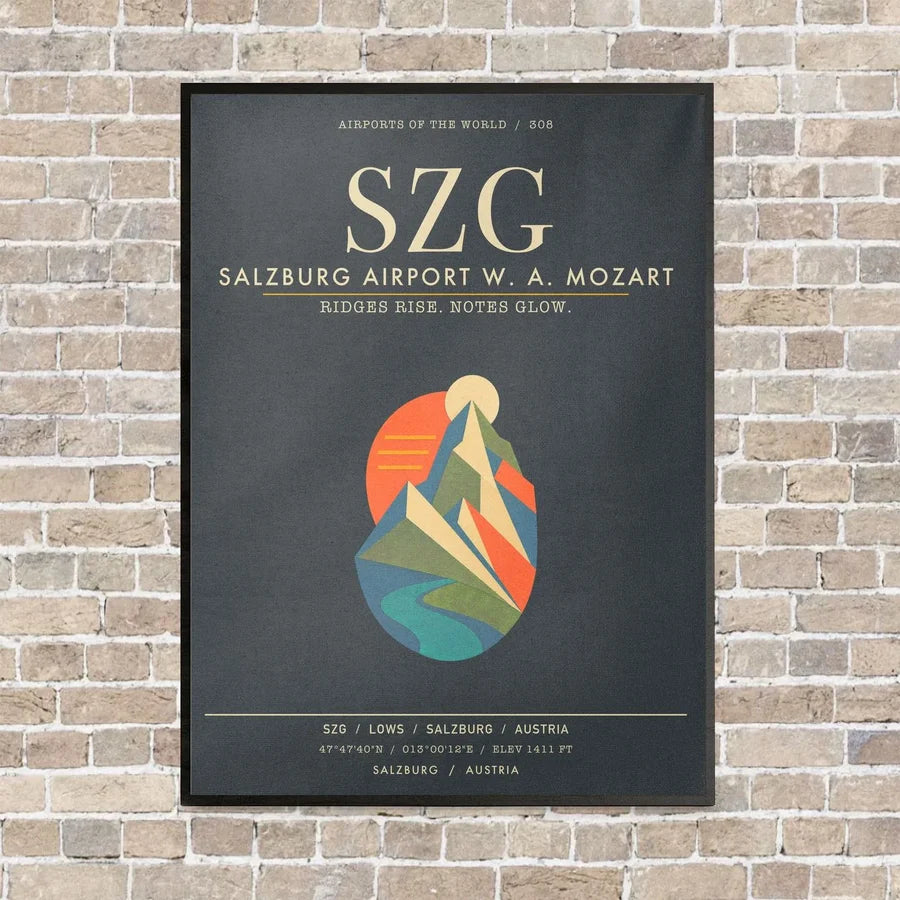 Salzburg Airport SZG - Canvas Framed - Gray