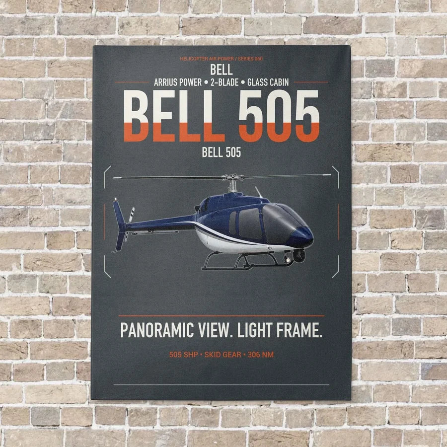 Bell 505 vertical canvas print - no frame - gray background