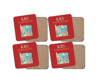 Thumbnail for Kristiansand Airport, Kjevik (KRS) design on red 4 pieces set coaster