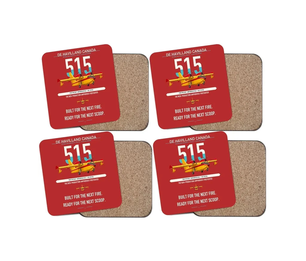 De Havilland Canadair 515 design on red 4 pieces set coaster