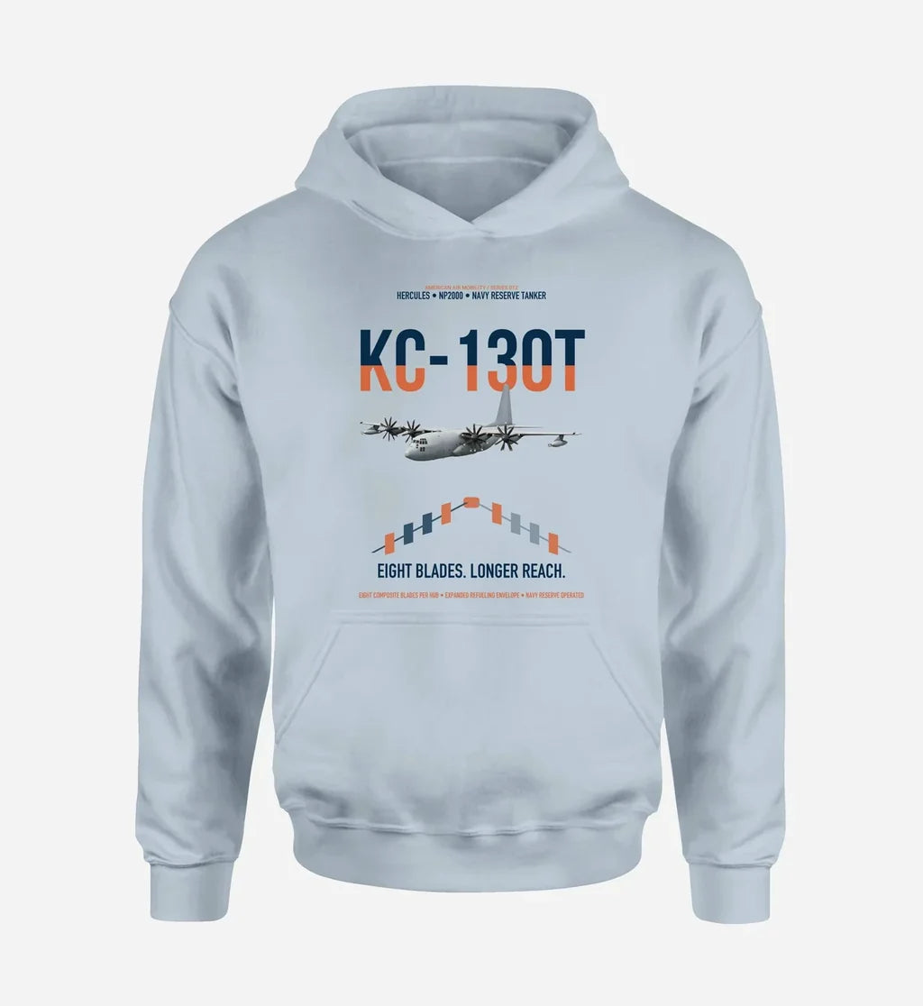 KC-130T NP2000 design on light blue double-side hoodie, single-side print