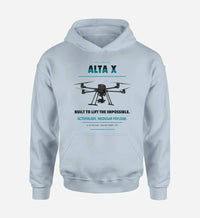 Thumbnail for Freefly Alta X design on light blue hoodie single side