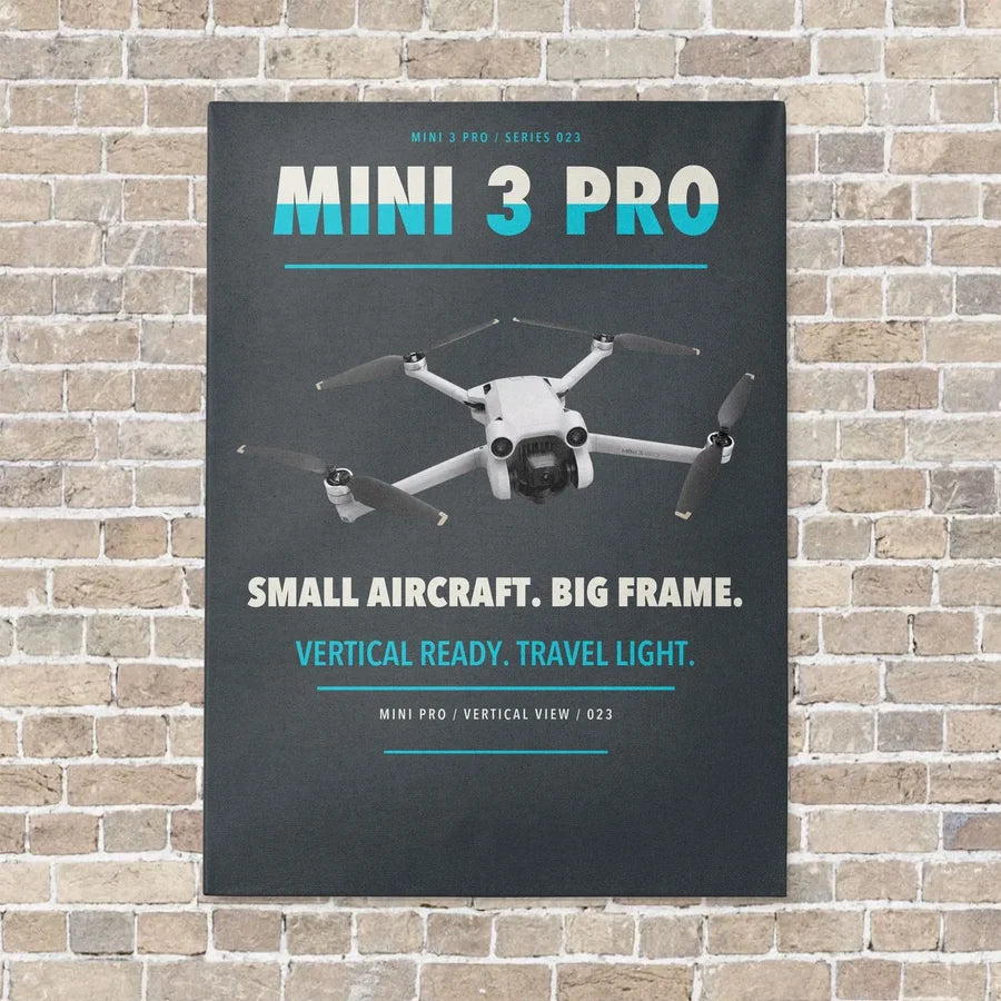 DJI Mini 3 Pro vertical canvas print - no frame - gray background