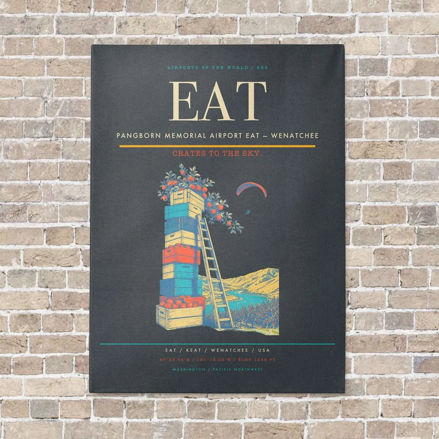 Pangborn Memorial Airport EAT — Wenatchee vertical canvas print - no frame - gray background