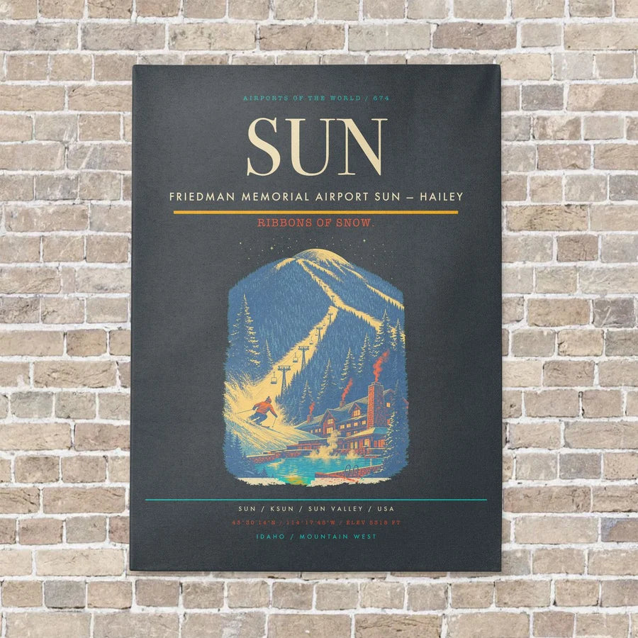 Friedman Memorial Airport SUN — Hailey vertical canvas print - no frame - gray background