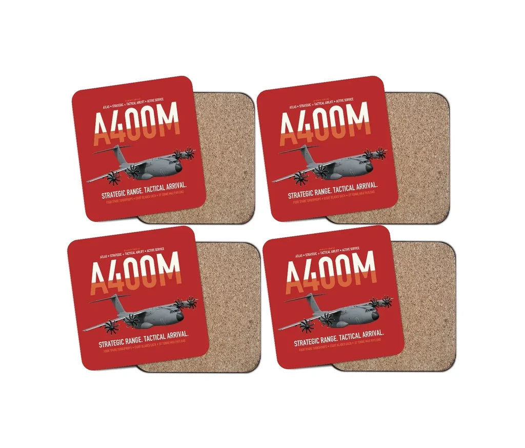 Airbus A400M Atlas design on red 4 pieces set coaster