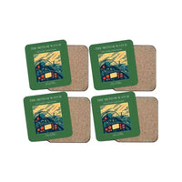 Thumbnail for The Meteor Watch - Designed Coasters design on green 4-pieces-set