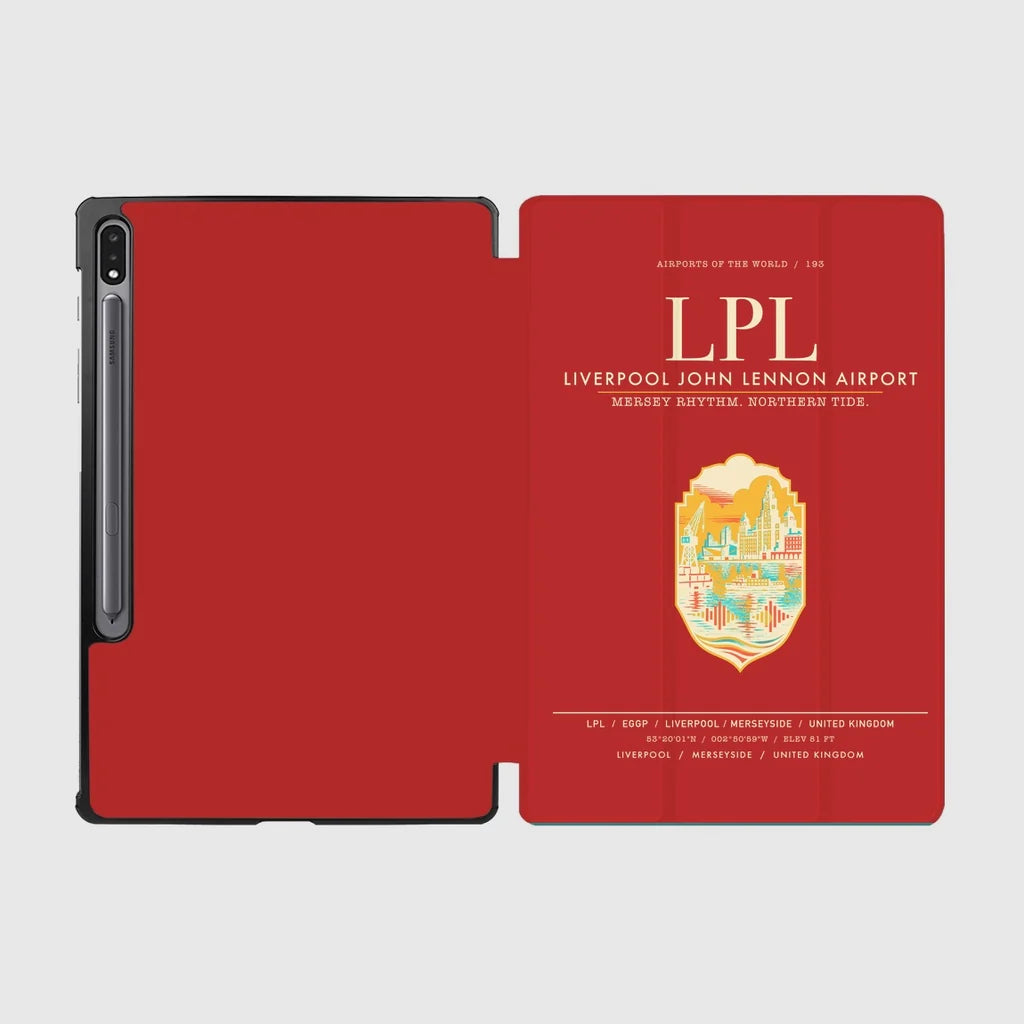 Liverpool John Lennon Airport (LPL) design on red samsung tablet tablet case